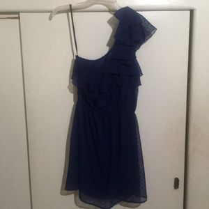 Navy blue one shoulder dress